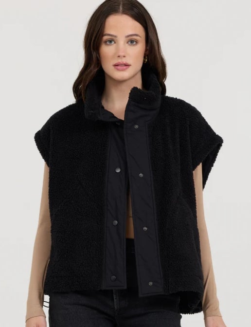 Vintage Havana Black Sherpa Parachute Vest