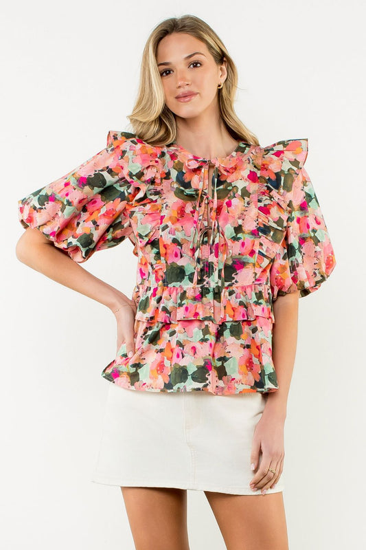 Ashley Ruffle Tie Top