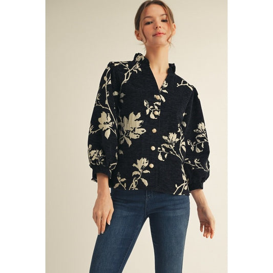 Beth Floral Jacquard Top