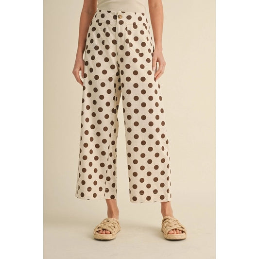 Laynee Brown Polka Dot Wide Leg Pant