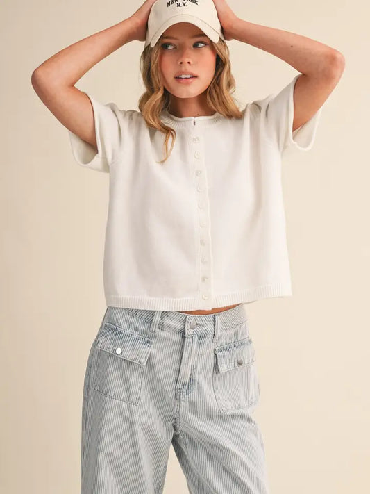 Shauna Short Sleeve Sweater Cardigan