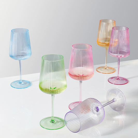 Ripple Bright Colored Wine Glasses-Set of 6