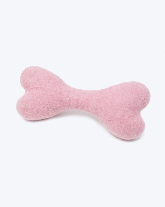 Pink Wool Bone Dog Toy - Large