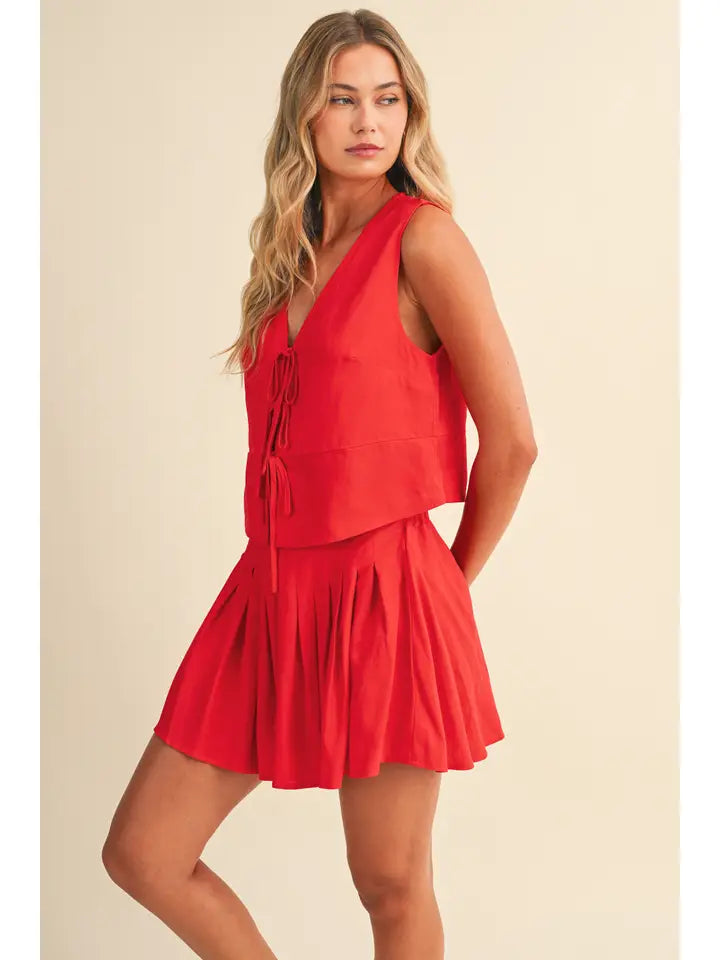 Jenny Linen Vest and Mini Skirt Set