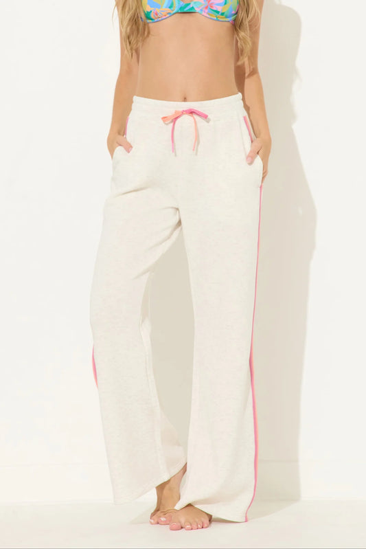Ocean Drive Heather Grey with Pink & Coral Fleece Pant