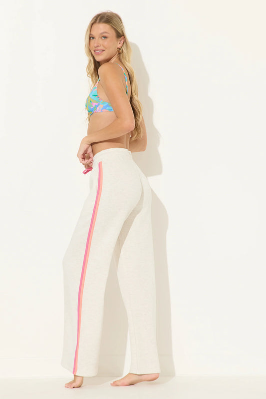 Ocean Drive Heather Grey with Pink & Coral Fleece Pant