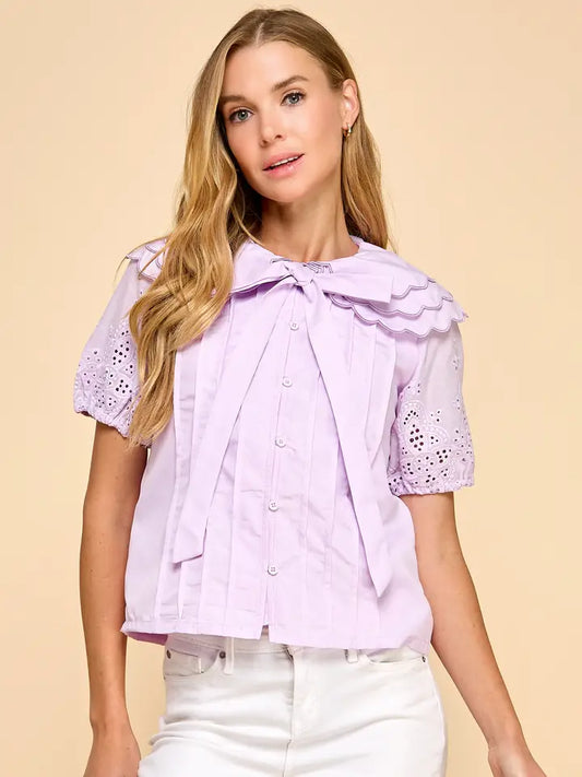 Sally Triple Layer Collar Button Down Top