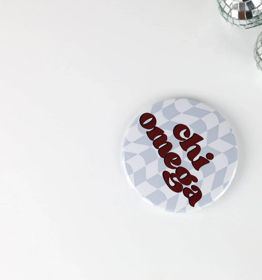 Chi Omega Checkered Game Day Button