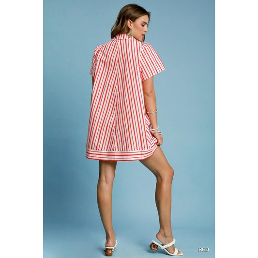 Striped Collar Mini Dress