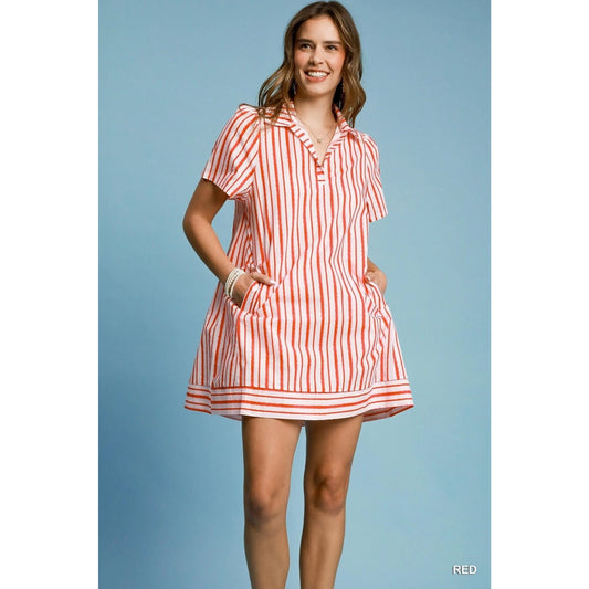 Striped Collar Mini Dress