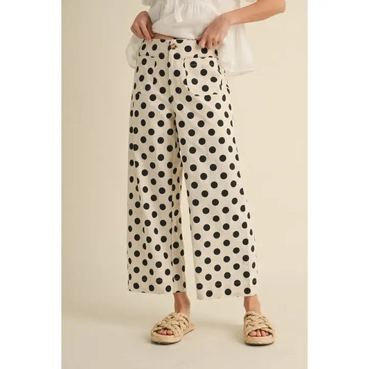 Jenny Polka Dot Print Wide Leg Pants