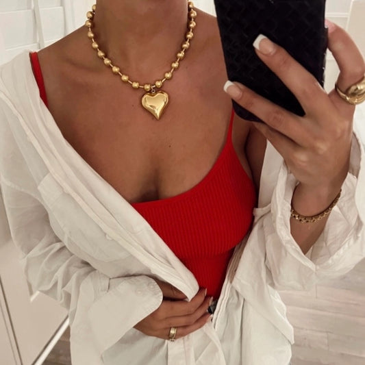 Gold Bubble Heart Necklace