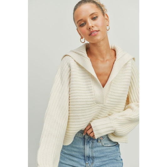V-Neck Cream Sweater