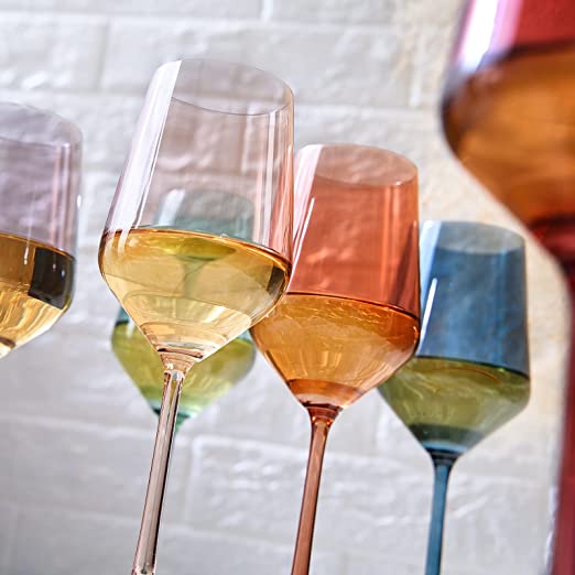 Muted Colored Crystal Wine Glass Set
