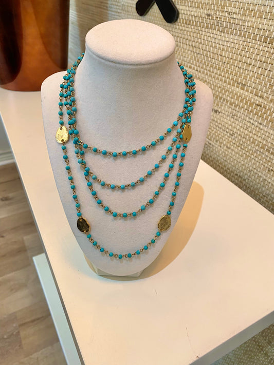 Turquoise & Round Multi-Strand Necklace