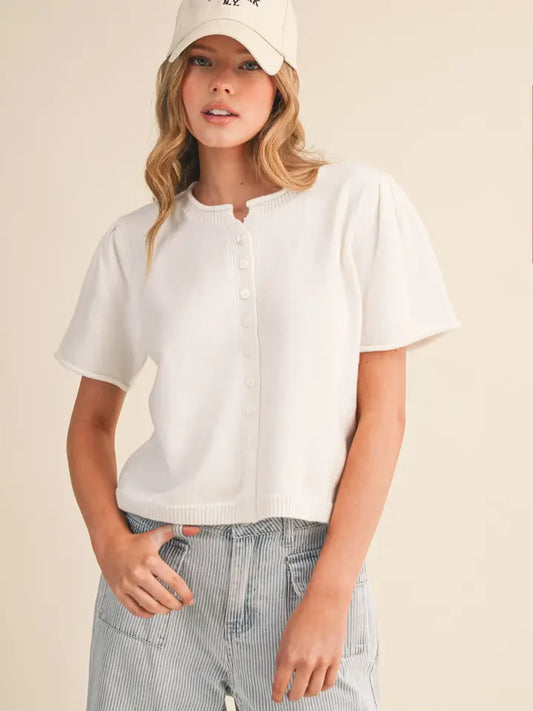 Shauna Short Sleeve Sweater Cardigan