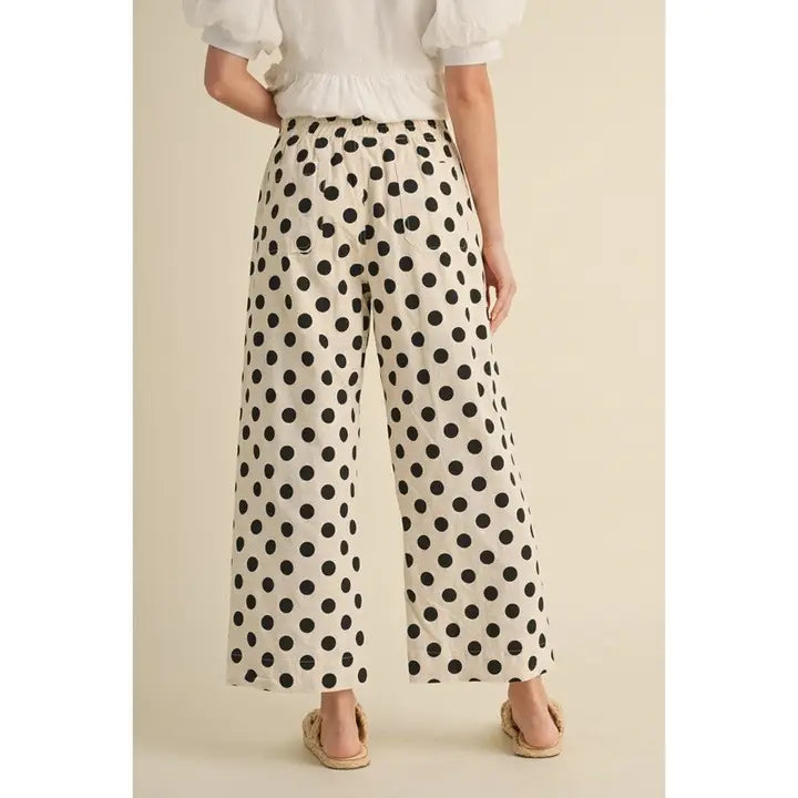 Jenny Polka Dot Print Wide Leg Pants