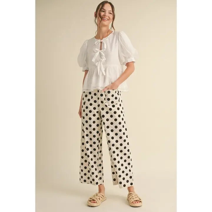 Jenny Polka Dot Print Wide Leg Pants