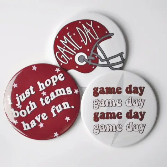 Maroon Helmet Game Day Button