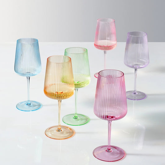 Ripple Bright Colored Wine Glasses-Set of 6