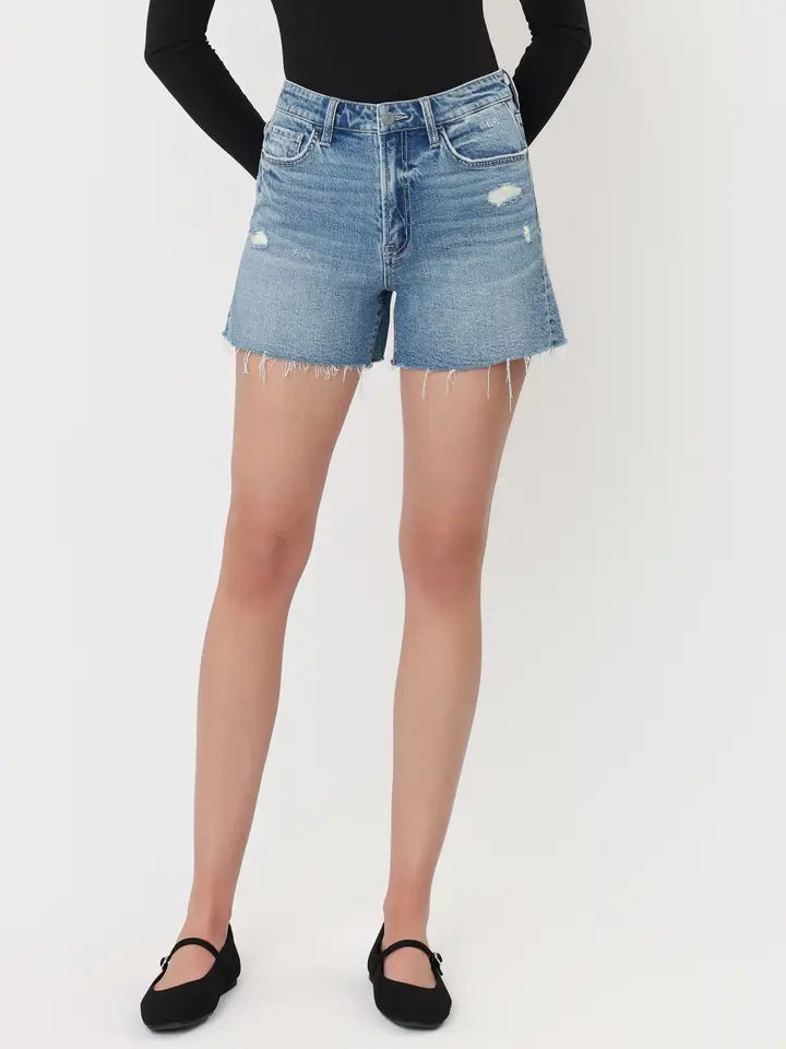 Liv Super High Rise A Line Denim Shorts