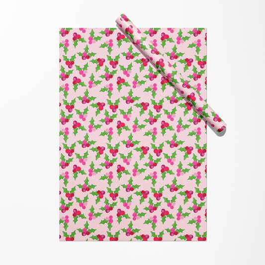 Pink Holly Berry Gift Wrap