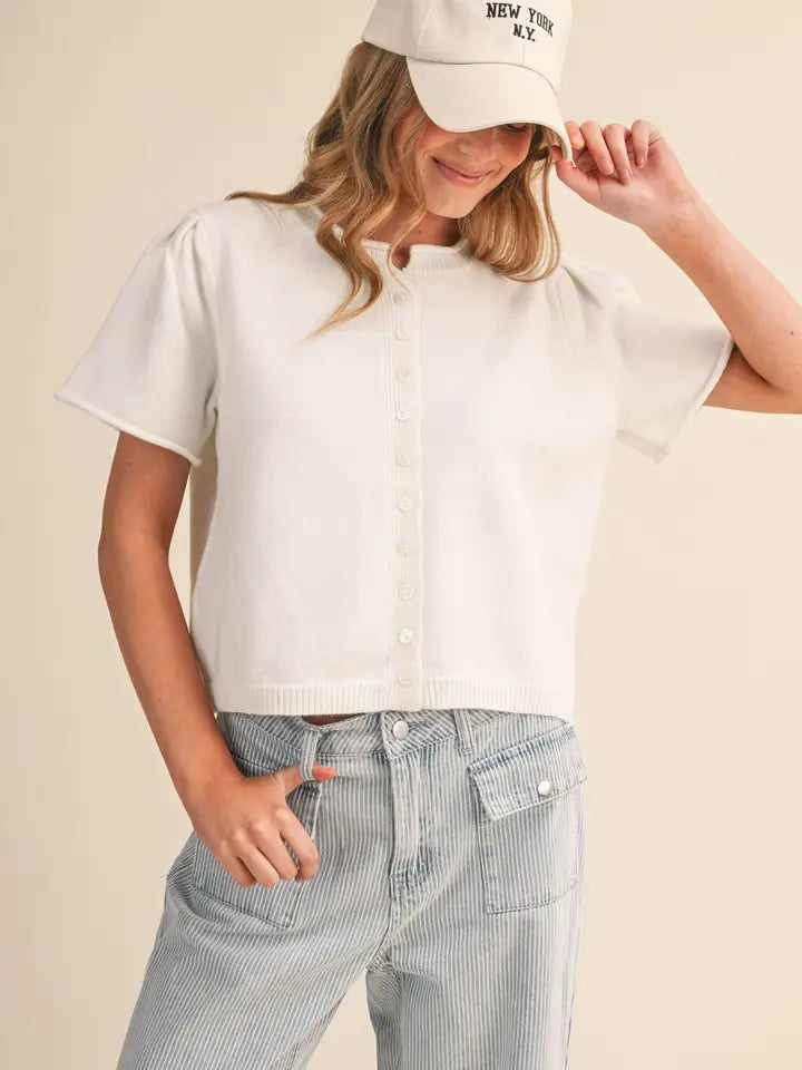 Shauna Short Sleeve Sweater Cardigan