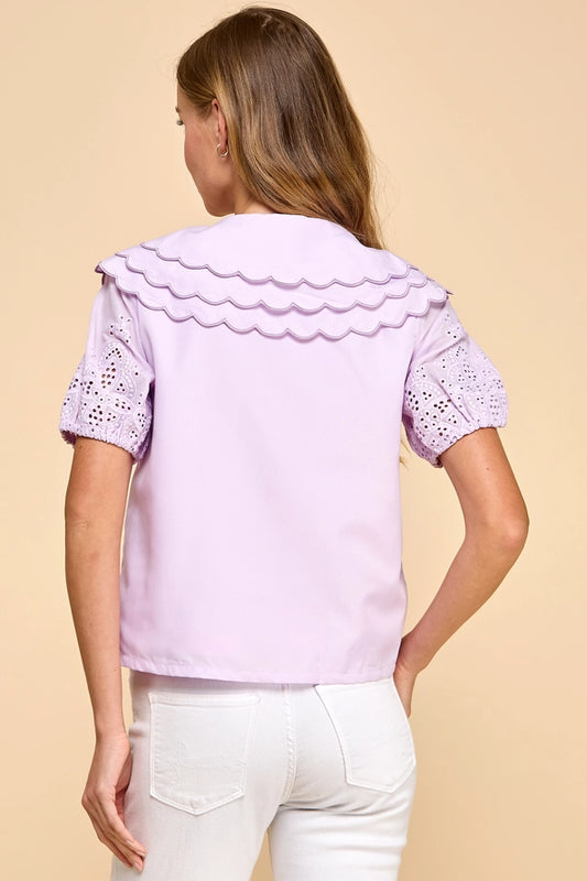 Sally Triple Layer Collar Button Down Top
