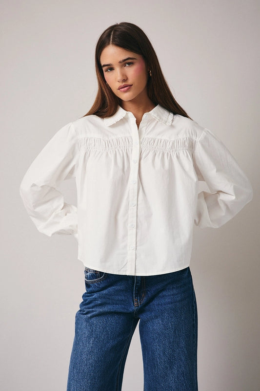 Denise Shirring Button Down
