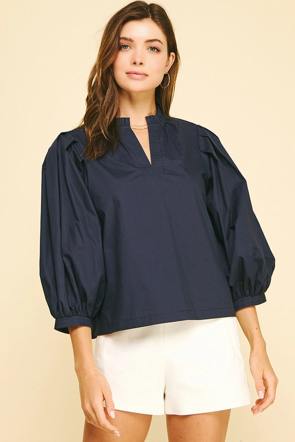 Carrie Ruffled Mock Neck Blouse