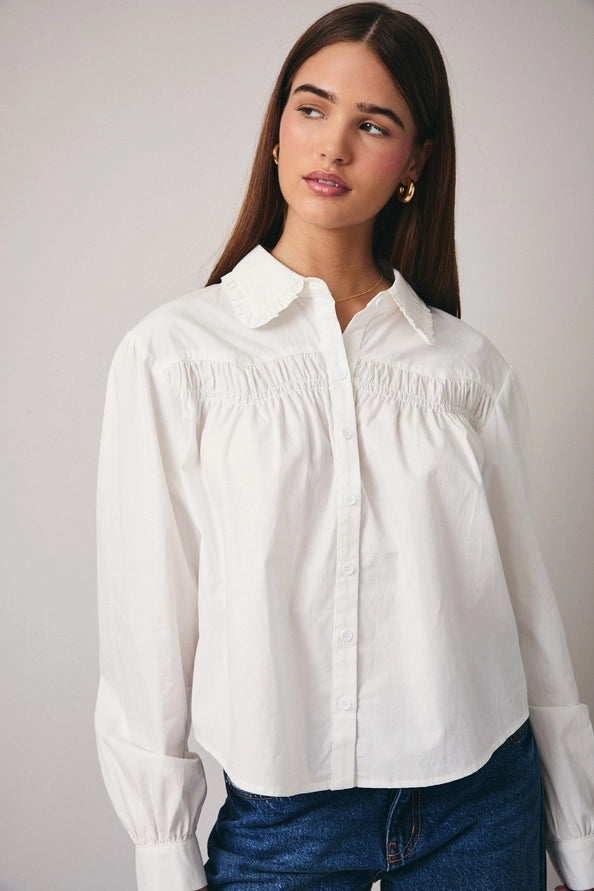 Denise Shirring Button Down