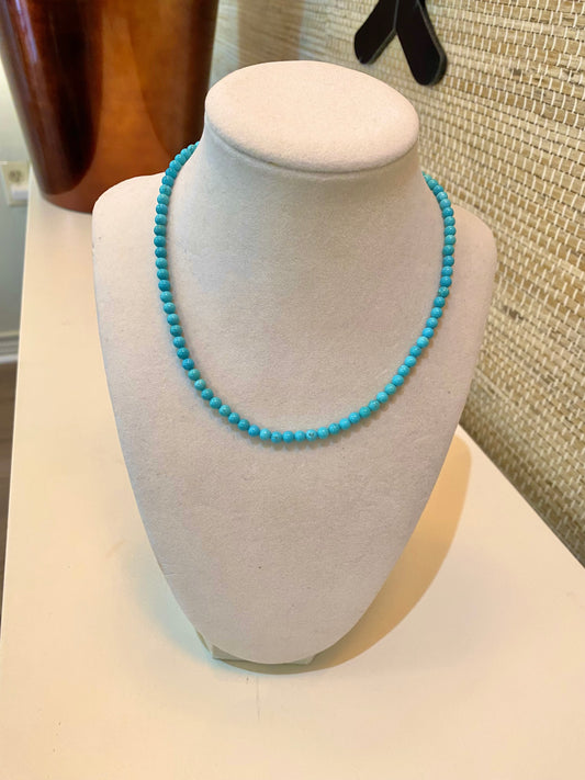 Genuine Turquoise with Handcast Gold Bentley Beads Necklace