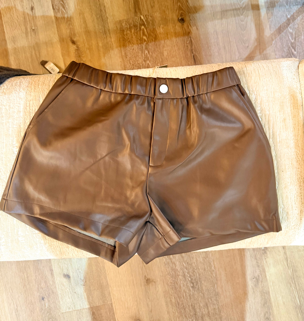 Brown Pleather Shorts