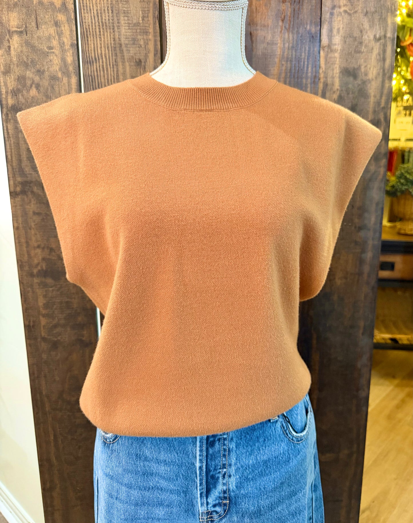 Toffee Sleeveless Knit Top