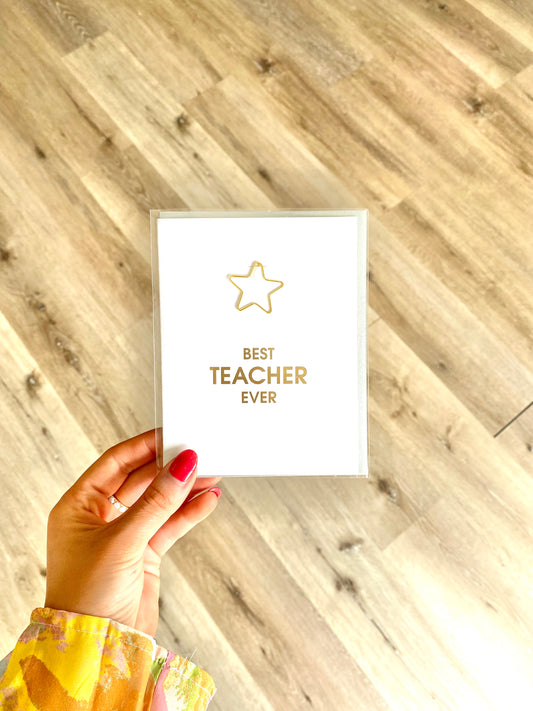 'Best Teacher Ever' Paper Clip Card