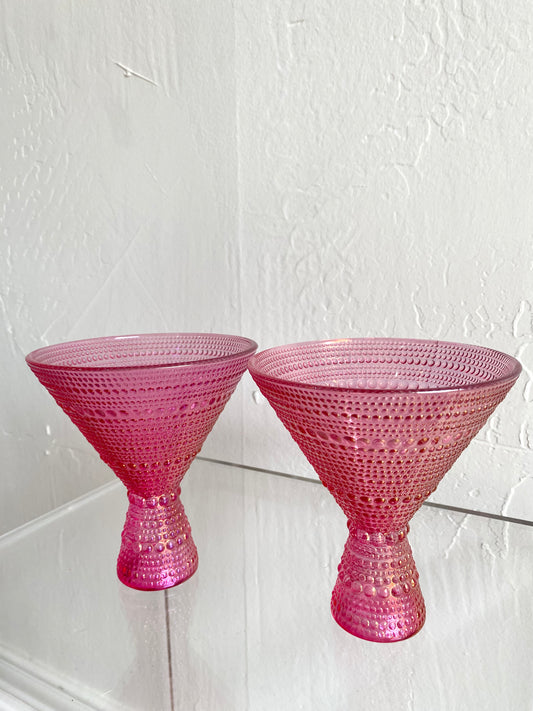 Pink Martini Hobnail Glass