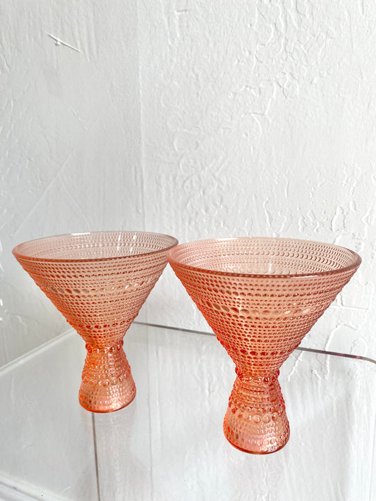 Orange Martini Hobnail Glass