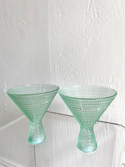 Green Martini Hobnail Glass