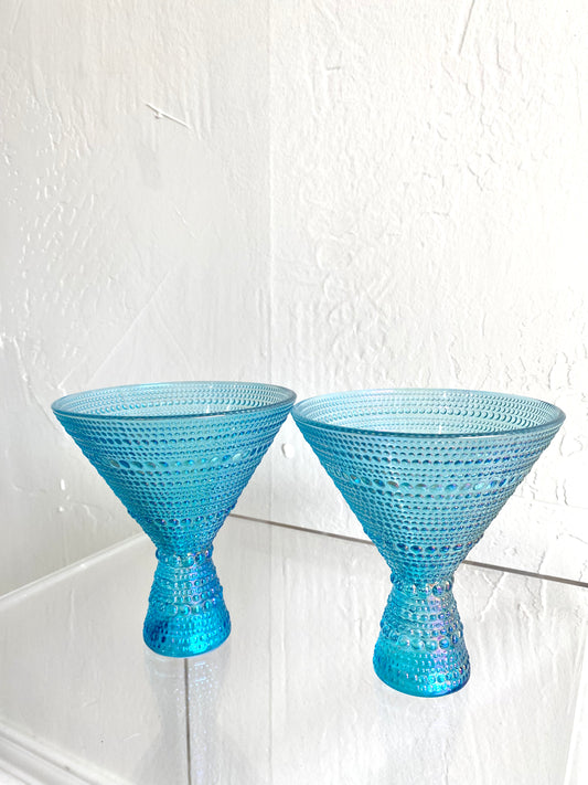Blue Martini Hobnail Glass