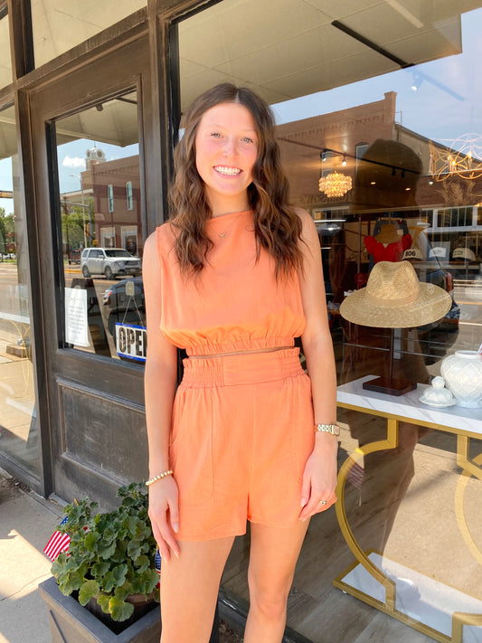 Terracotta Linen Short Set