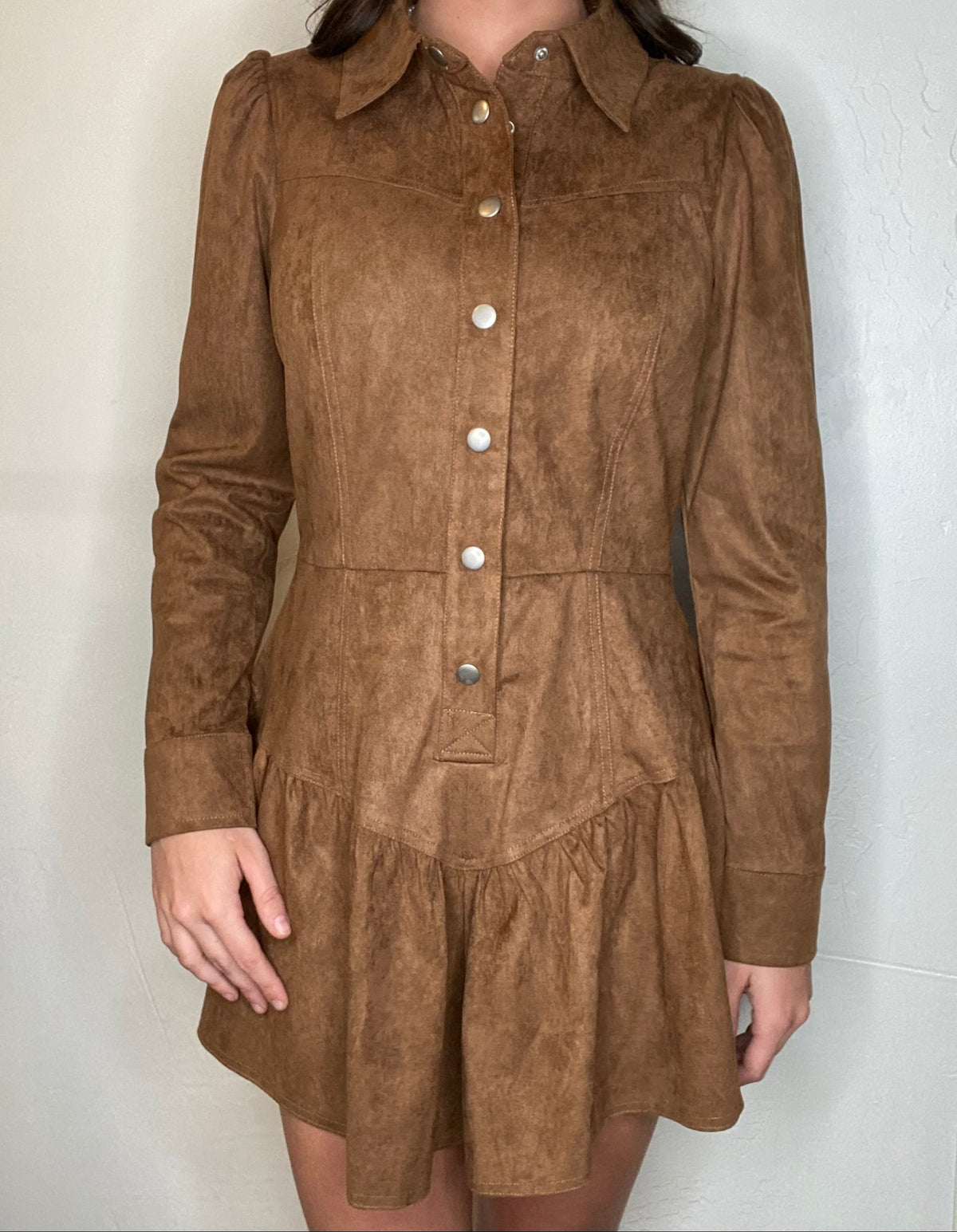 Suede Drop Waist Romper