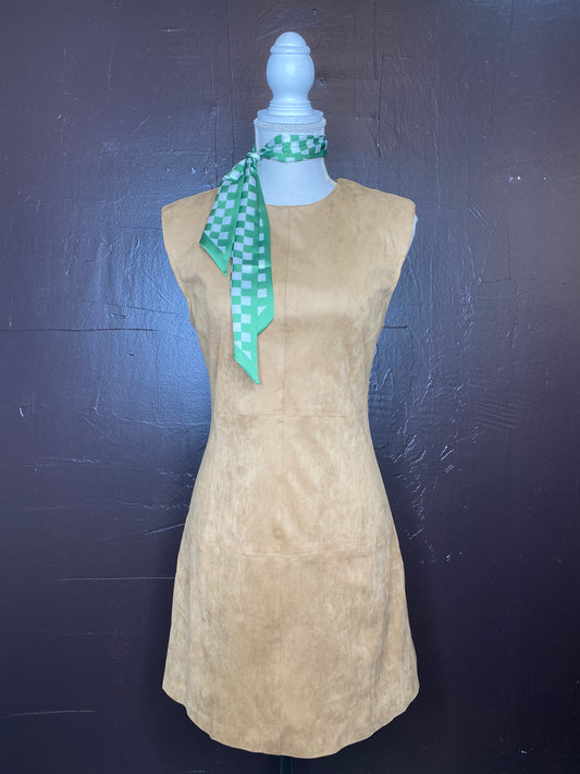 Padded Shoulder Suede Dress