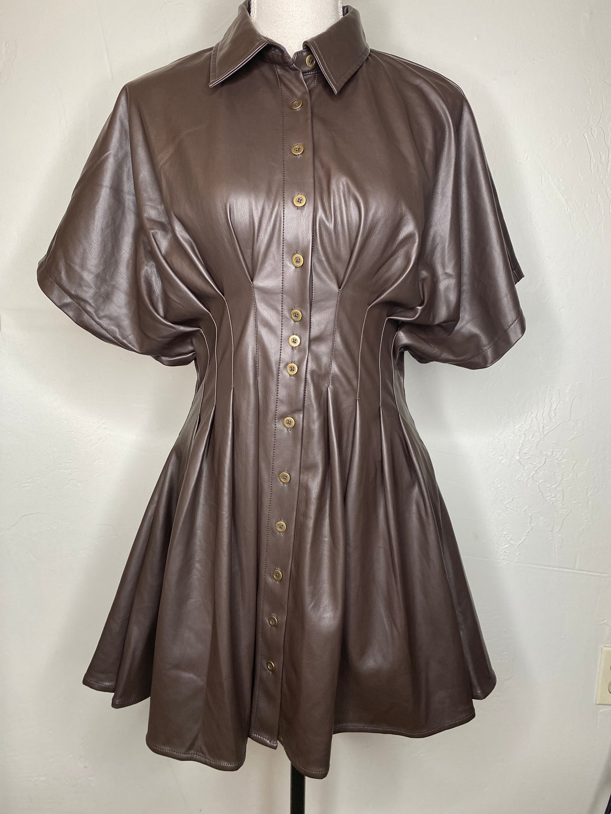 Brown Pleated Dress