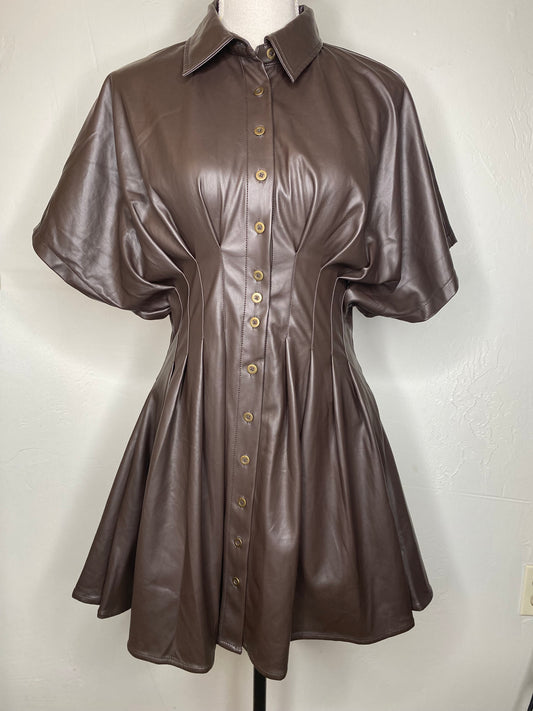 Brown Pleated Dress