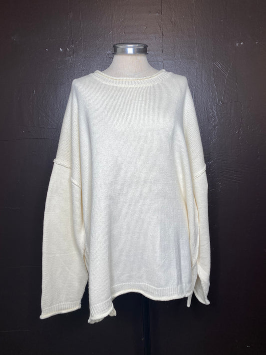 White Rolled Neck Oversized Sweater