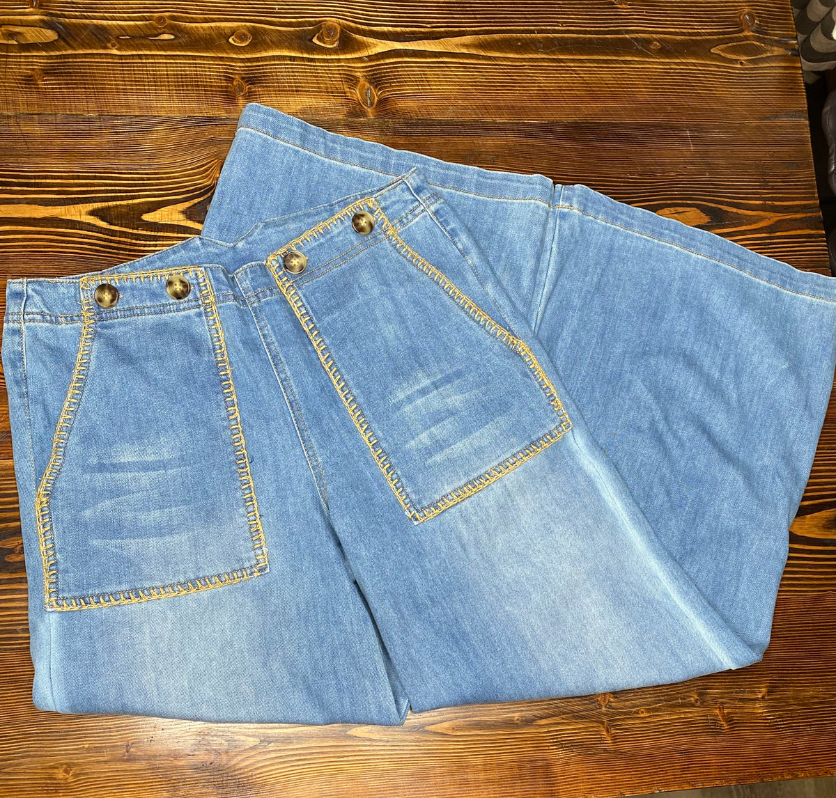Yellow Stitched Jeans