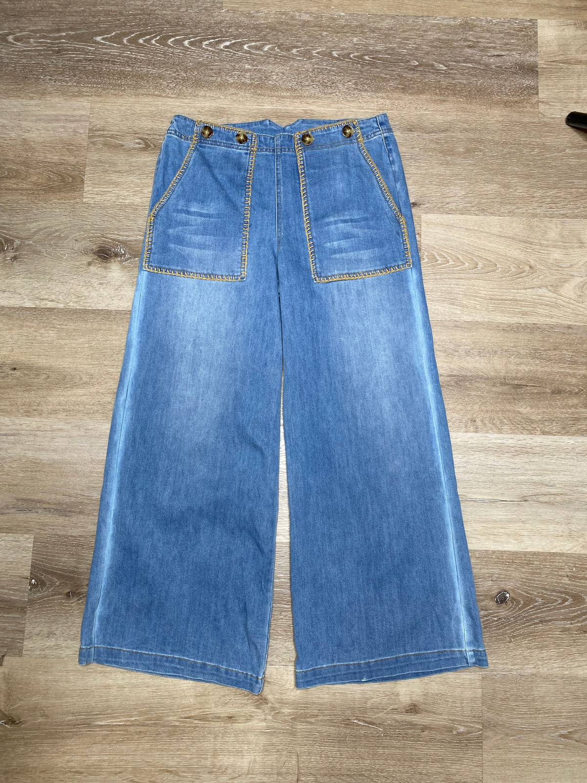 Yellow Stitched Jeans