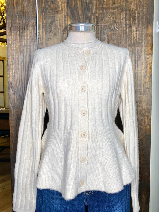 Ribbed Peplum Cardigan