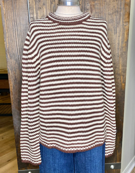 Rolled Neck Striped Sweater