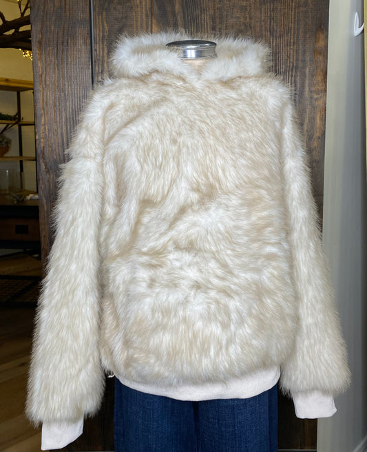 Cream Fur Hoodie